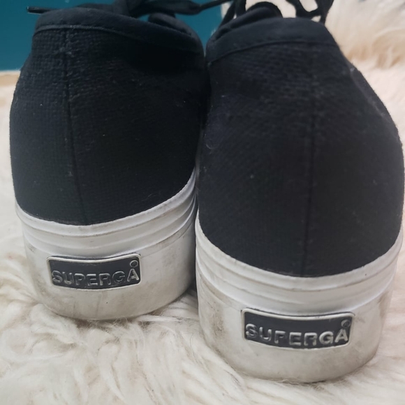 Superga women's canvas platform sneaker black size 8.5 - Picture 3 of 7